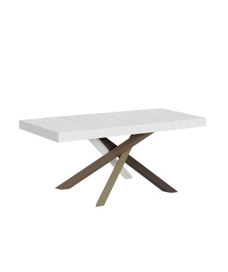 Table Volantis Premium Color 4/C P.90 - Table extensible 120/380x90 cm Volantis Premium frêne blanc pieds multicolores 4/C
