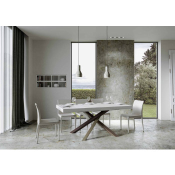 Table Volantis Premium Color 4/C P.90 - Table extensible 160/420x90 cm Volantis Premium frêne blanc pieds multicolores 4/C
