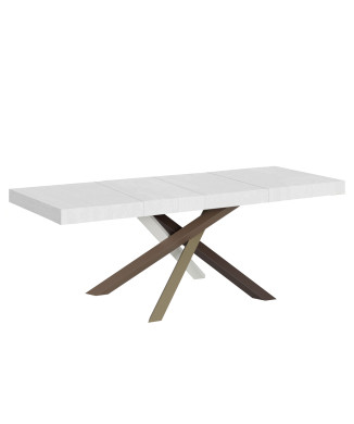 Table Volantis Premium Color 4/C P.90 - Table extensible 180/440x90 cm Volantis Premium frêne blanc pieds multicolores 4/C