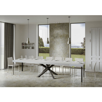 Table Volantis Premium pieds anthracite P.90 - Table extensible 120/380x90 cm Volantis Premium frêne blanc pieds anthracite
