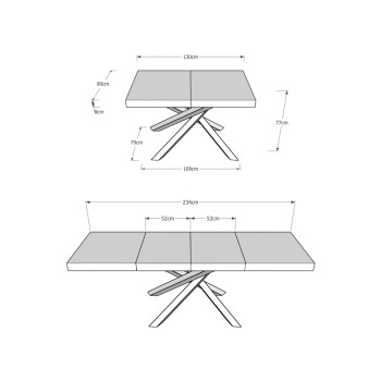 Table Volantis Premium pieds anthracite P.90 - Table extensible 130/234x90 cm Volantis Premium frêne blanc pieds anthracite