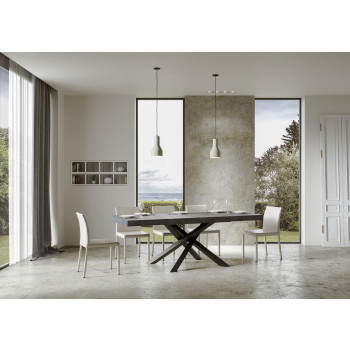 Table Volantis Premium pieds anthracite P.90 - Table extensible 140/244x90 cm Volantis Premium frêne blanc pieds anthracite