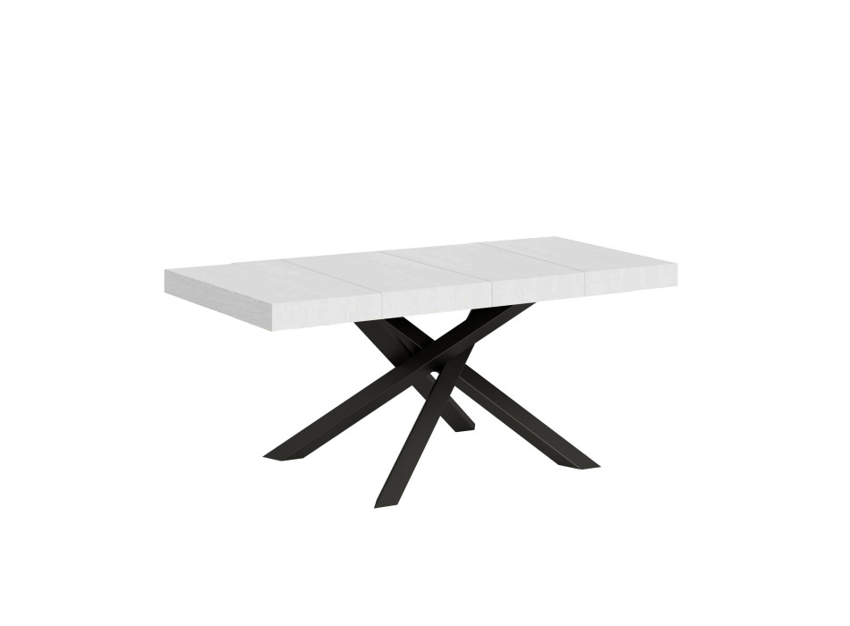 Table Volantis Premium pieds anthracite P.90 - Table extensible 140/400x90 cm Volantis Premium frêne blanc pieds anthracite