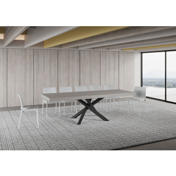 Table Volantis Premium pieds anthracite P.90 - Table extensible 160/264x90 cm Volantis Premium frêne blanc pieds anthracite