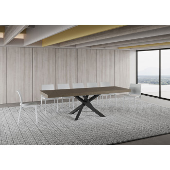 Table Volantis Premium pieds anthracite P.90 - Table extensible 160/420x90 cm Volantis Premium frêne blanc pieds anthracite