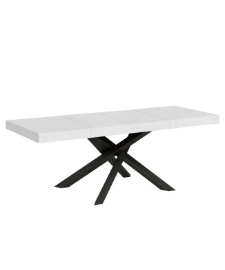 Table Volantis Premium pieds anthracite P.90 - Table extensible 160/420x90 cm Volantis Premium frêne blanc pieds anthracite