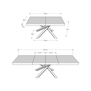 Table Volantis Premium pieds anthracite P.90 - Table extensible 180/284x90 cm Volantis Premium frêne blanc pieds anthracite