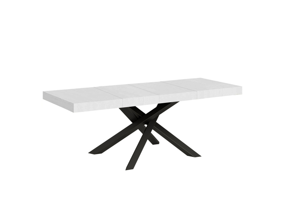Table Volantis Premium pieds anthracite P.90 - Table extensible 180/284x90 cm Volantis Premium frêne blanc pieds anthracite