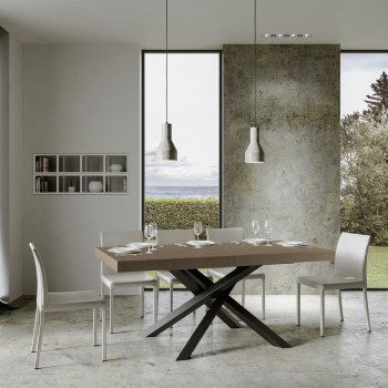 Table Volantis Premium pieds anthracite P.90 - Table extensible 180/440x90 cm Volantis Premium frêne blanc pieds anthracite