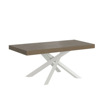 Table Volantis Premium pieds blancs D.90 - Table extensible 120/380x90 cm Volantis Premium frêne blanc pieds blancs