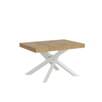 Table Volantis Premium pieds blancs D.90 - Table extensible 120/380x90 cm Volantis Premium frêne blanc pieds blancs