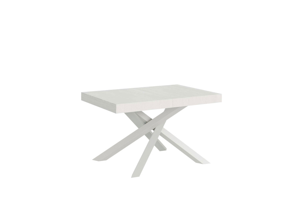 Table Volantis Premium pieds blancs D.90 - Table extensible 130/390x90 cm Volantis Premium frêne blanc pieds blancs