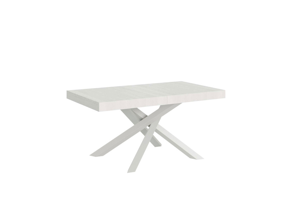 Table Volantis Premium pieds blancs D.90 - Table extensible 180/284x90 cm Volantis Premium frêne blanc pieds blancs