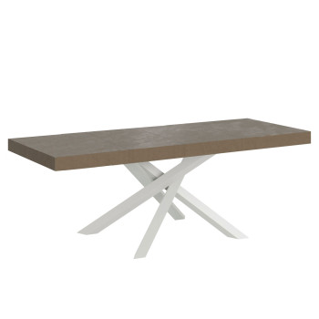 Table Volantis Premium pieds blancs D.90 - Table extensible 180/440x90 cm Volantis Premium frêne blanc pieds blancs