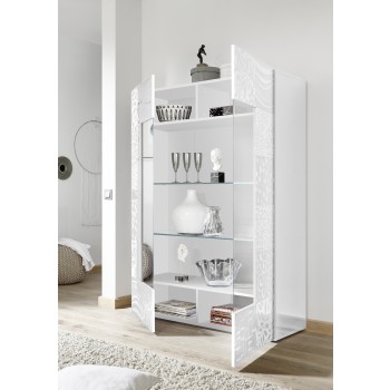 Vitrine MIRO 2 portes, 121x166x43 cm, blanche