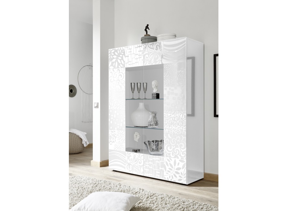 Vitrine MIRO 2 portes, 121x166x43 cm, blanche