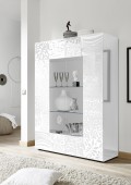 Vitrine MIRO 2 portes en verre, coloris blanc