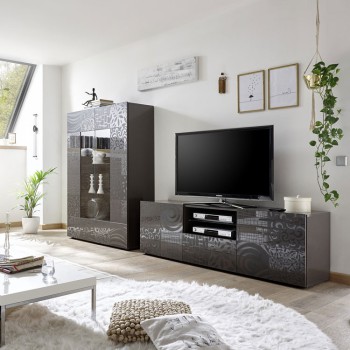 Vitrine 2 portes MIRO, 121x166x43 cm, gris