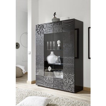Vitrine 2 portes MIRO, 121x166x43 cm, gris