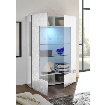Vitrine 2 portes en verre PRISMA, coloris blanc