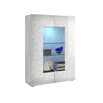 Vitrine 2 portes en verre PRISMA, coloris blanc